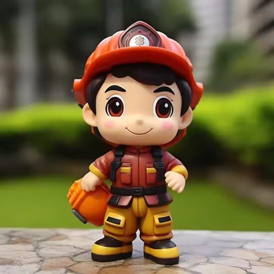 Custom cartoon firefighter PVC figure in 3D design