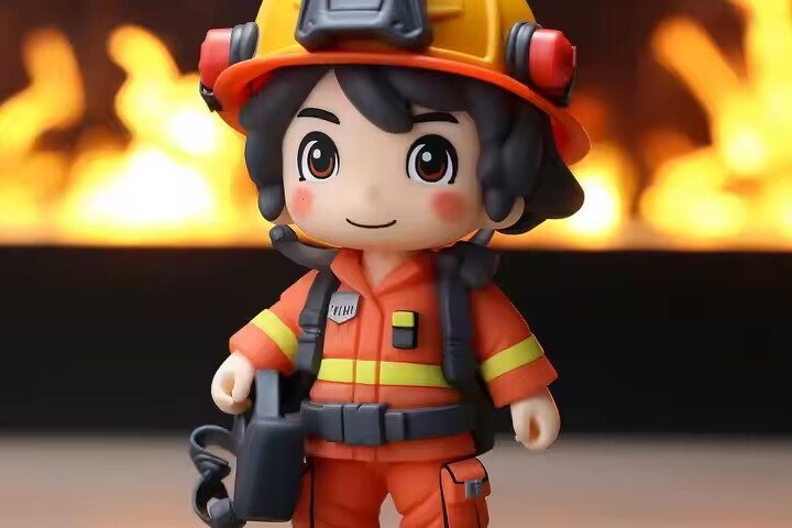 Custom cartoon firefighter PVC figure in 3D design