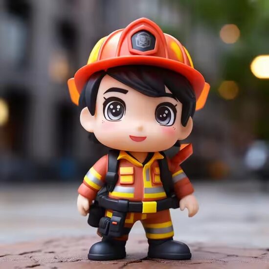 Custom cartoon firefighter PVC figure in 3D design