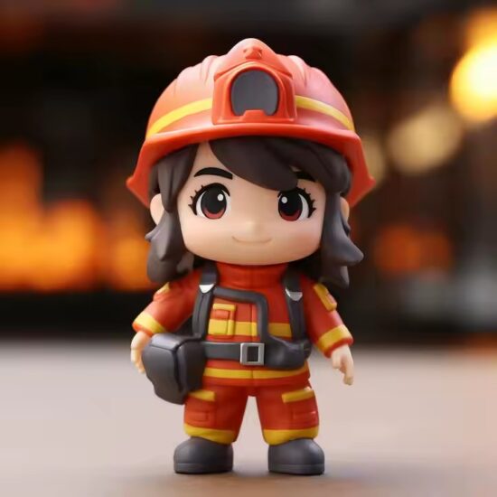 Custom cartoon firefighter PVC figure in 3D design