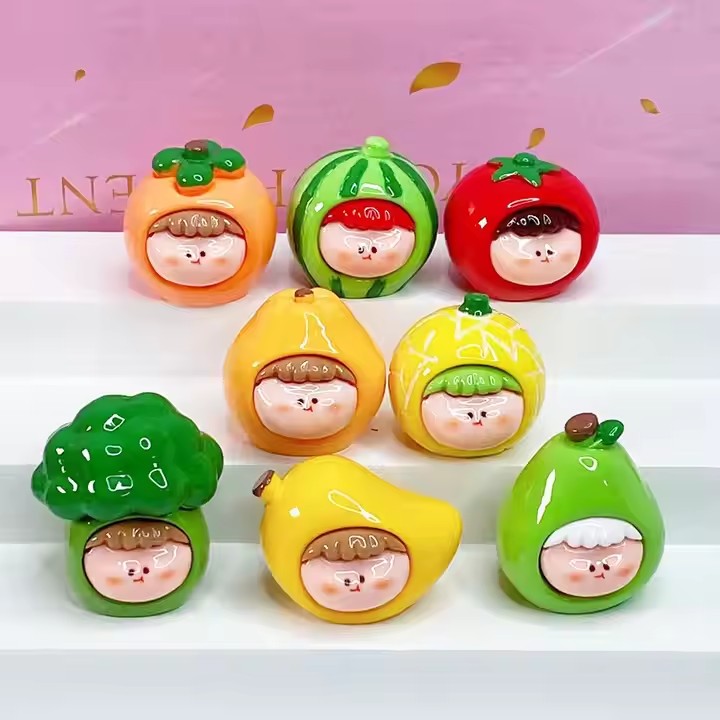 Custom Resin Fruit Block Boy Figurines for Desktop Decoration