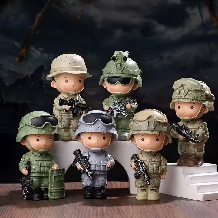 Cute Camouflage Soldier Resin Toy Figurine