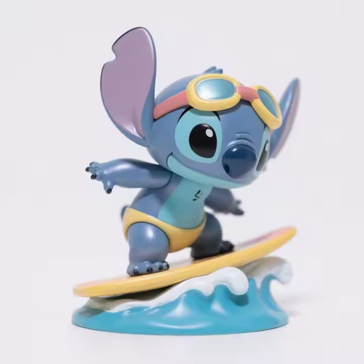 Cute Stitch-inspired cartoon PVC figurine with big ears and blue body for collectible display