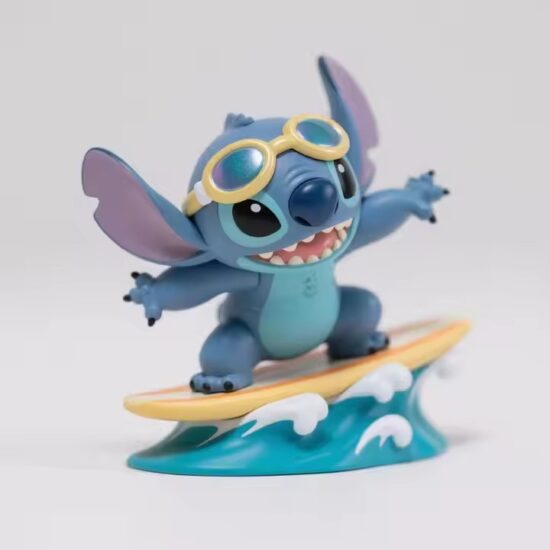 Cute Stitch-inspired cartoon PVC figurine with big ears and blue body for collectible display