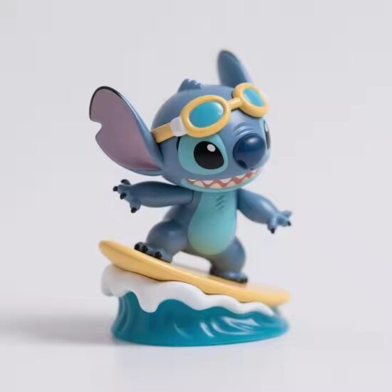 Cute Stitch-inspired cartoon PVC figurine with big ears and blue body for collectible display