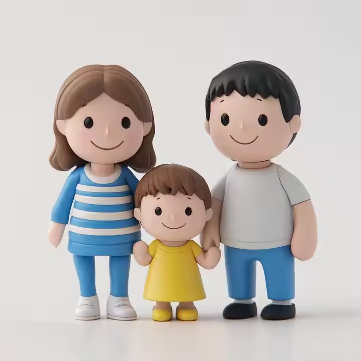 Custom movable family PVC toy figures for room decoration