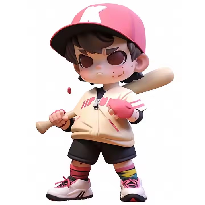 Custom 3D cartoon baseball player PVC action figure for collectors