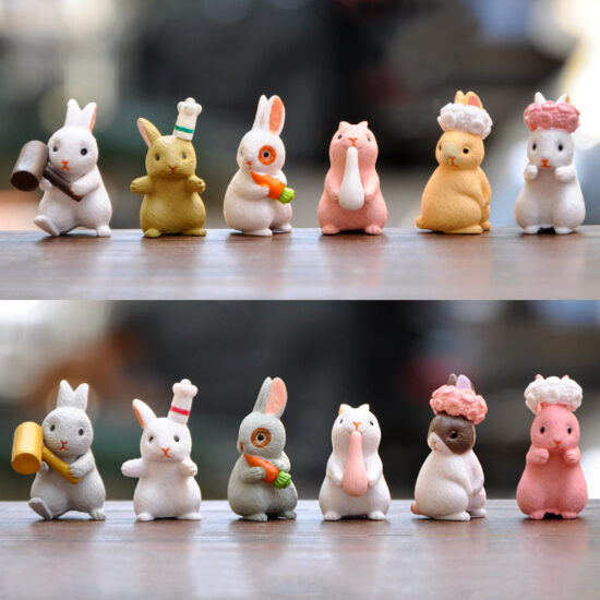 Cute Cartoon Bunny Resin Toy for Kids and Home Decor