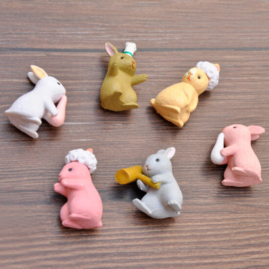 Cute Cartoon Bunny Resin Toy for Kids and Home Decor