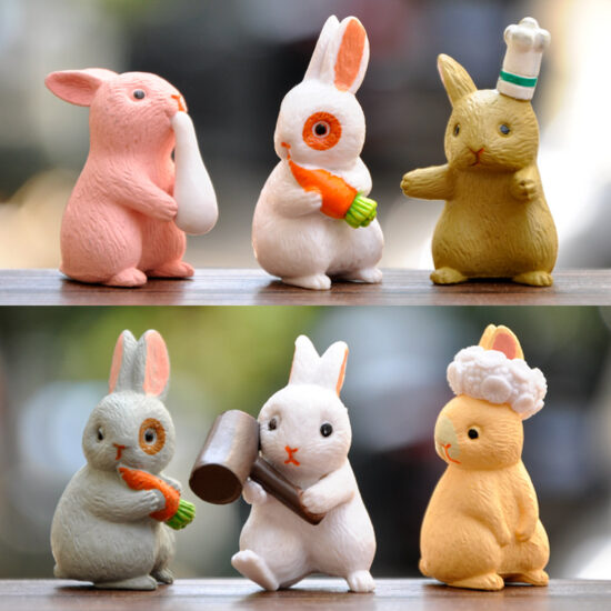 Cute Cartoon Bunny Resin Toy for Kids and Home Decor